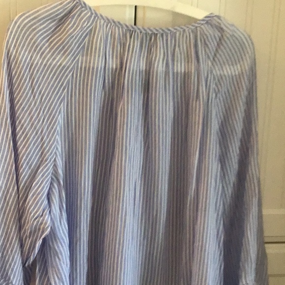 NWT Fred David blue/ white stipe “ticking” blouse. Super soft! - Picture 5 of 7
